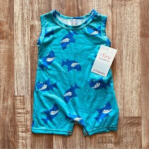 Mila & Rose Blue Shark Print Baby Romper
